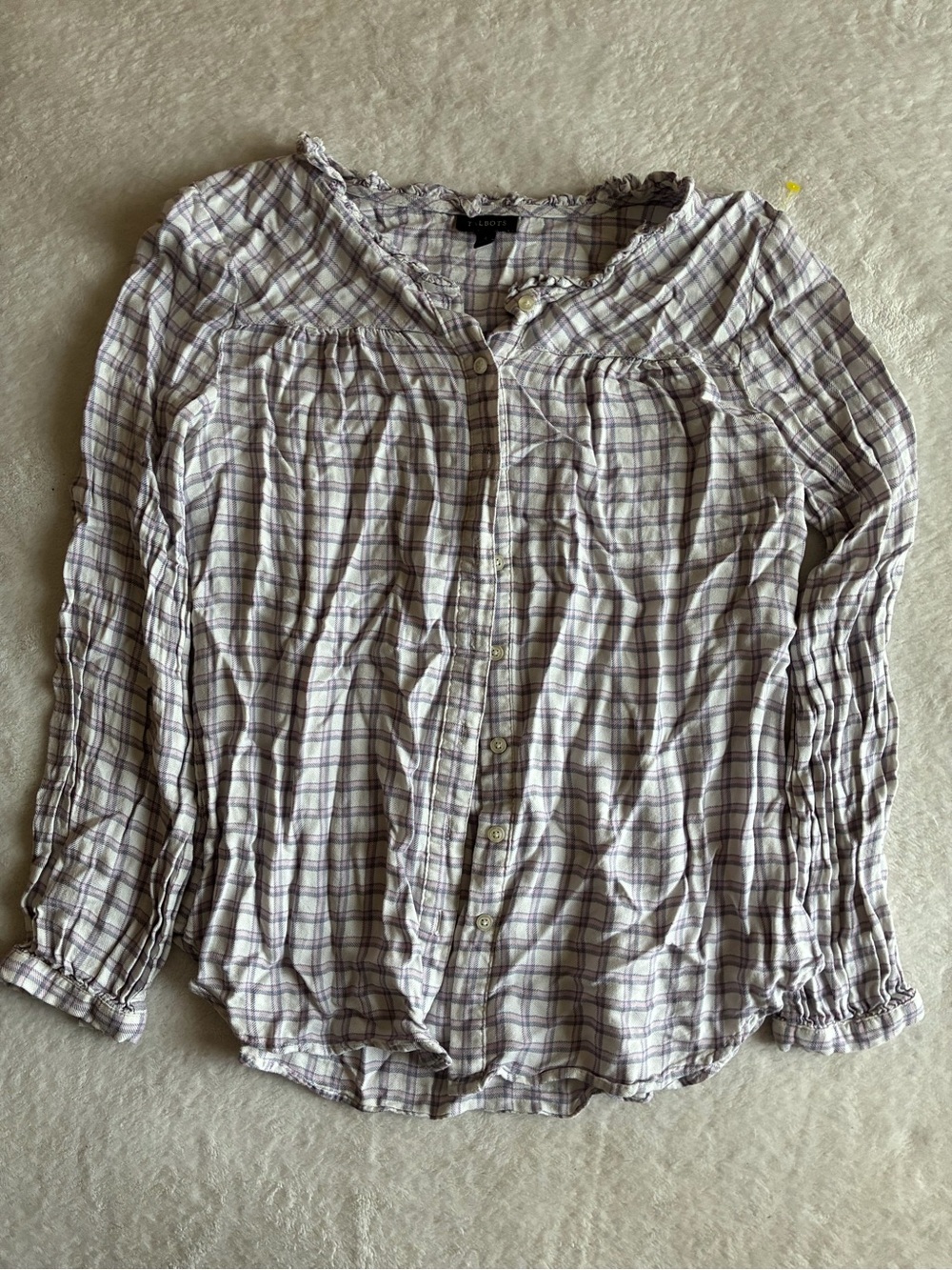 Talbots Lavender Plaid Button-Front Shirt